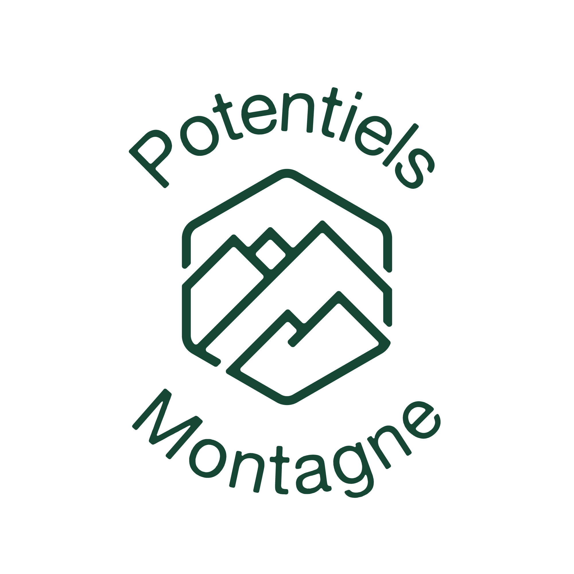 Logo Potentiels Montagne vert foncé sur fond transparent